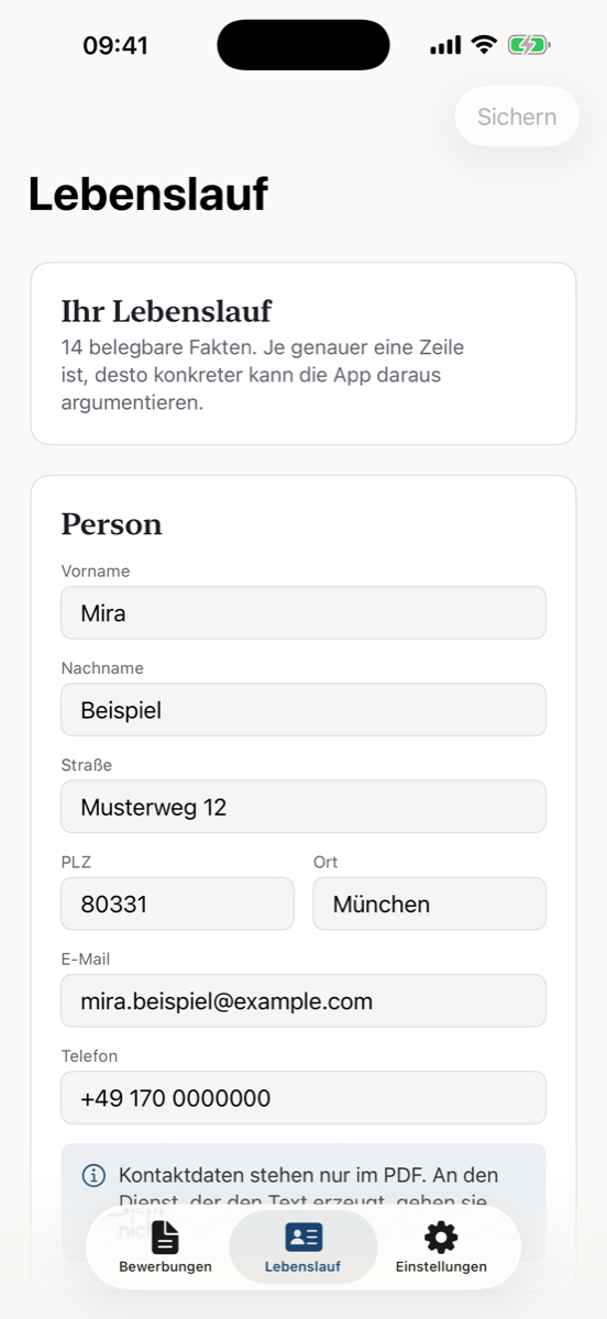Lebenslauf mit Stationen und Aufgaben