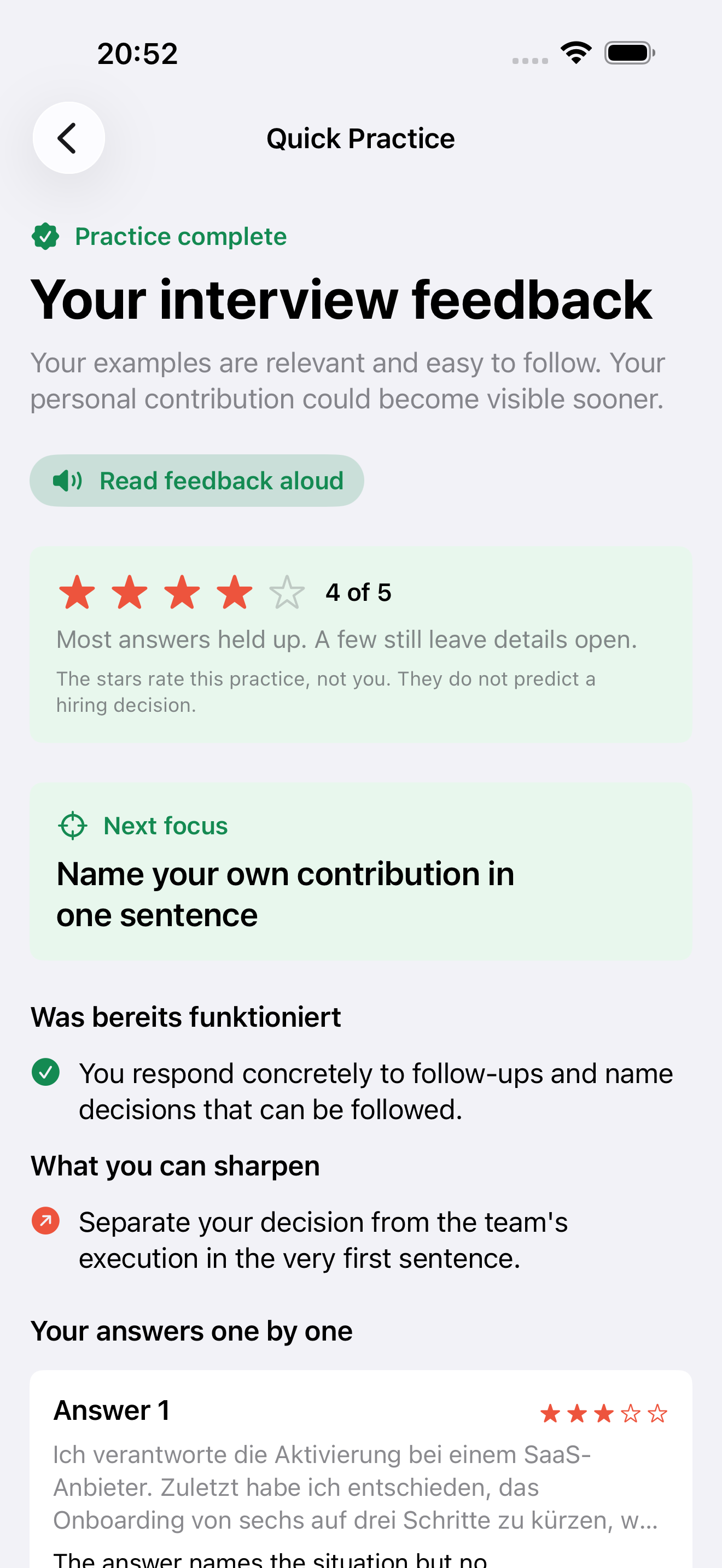 Interview feedback