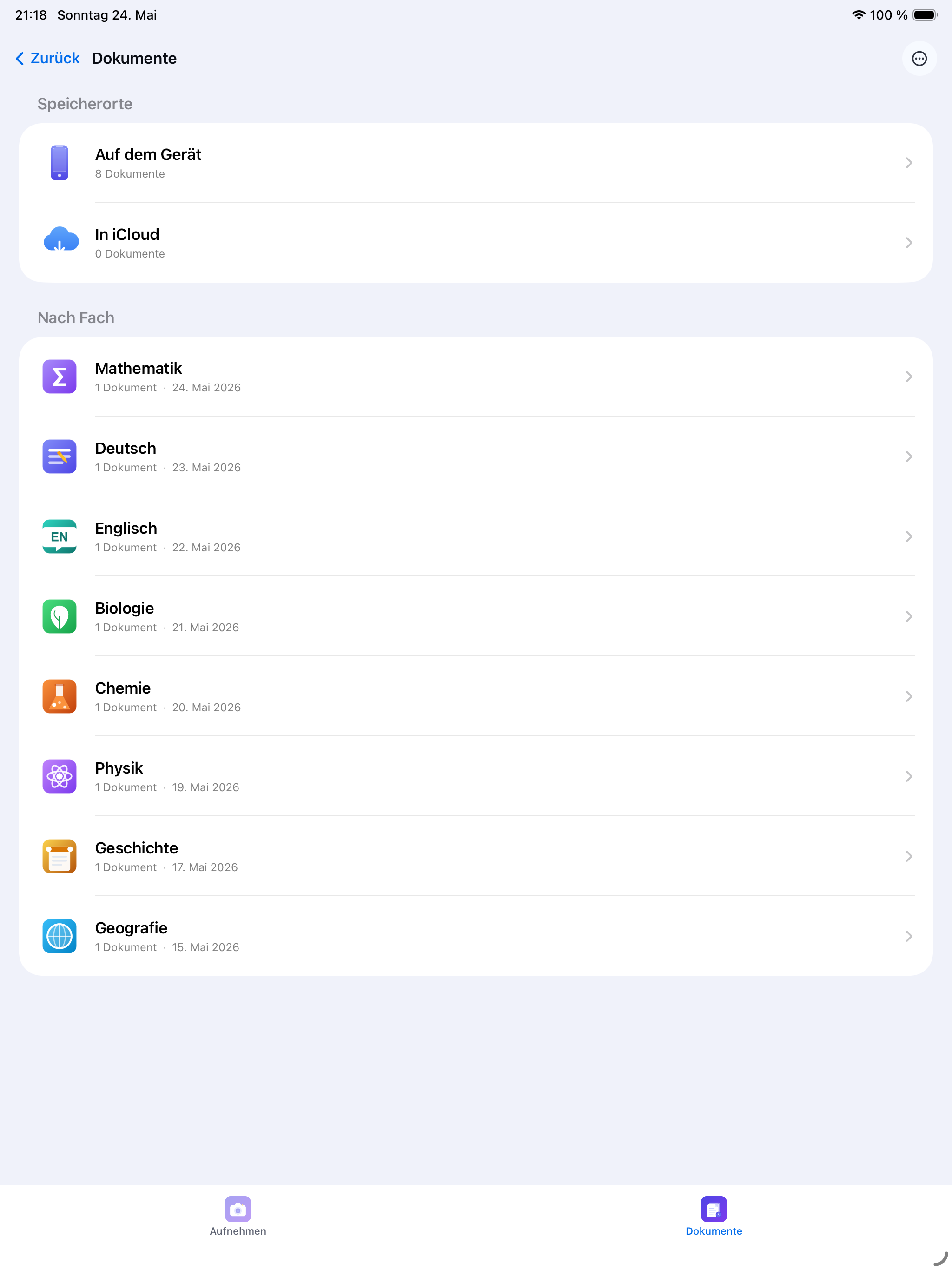 Bibliothek auf dem iPad